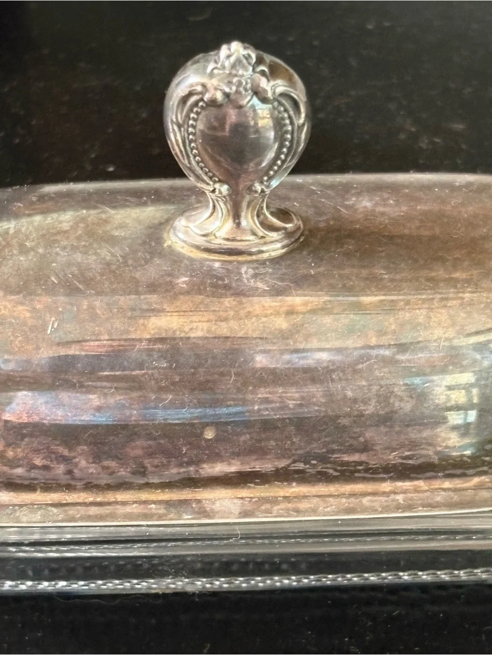 Clear Glass butterDish with Silver plated Lid - Home Accents